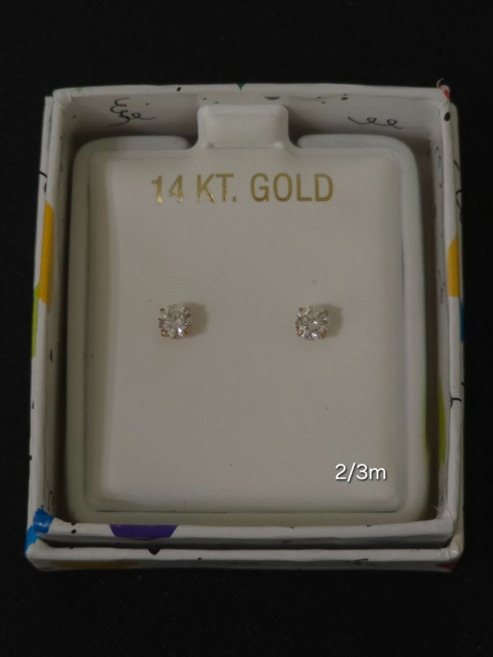 💫 14kt Yellow Gold and Round Cubic Zirconia Earrings